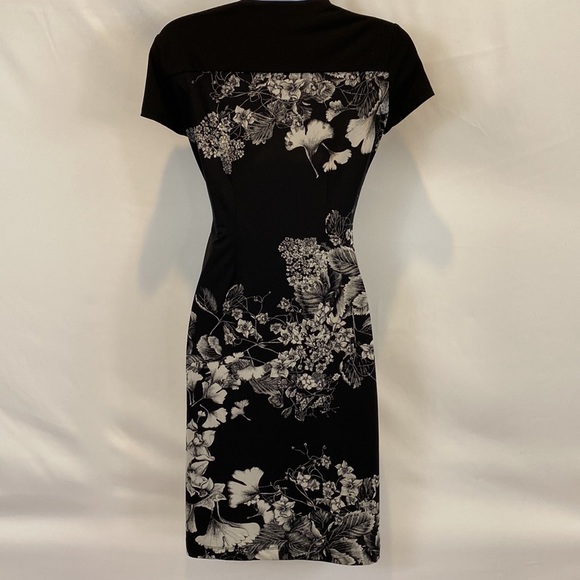BCBGMAXAZRIA Laudy v-neck midi dress with black and white florals size XS - Picture 9 of 14
